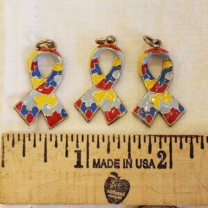 Bracelet Charm AUTISM AWARENESS Puzzle Ribbon - 4 available (SOLD SEPERATELY)
